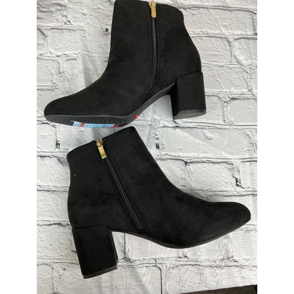 Rockport Oakley Ruffle TOTAL MOTION Black Suede Leather 2.5 inch block heeled Bo - Picture 9 of 16